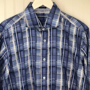 Bugatchi Men’s Blue Classic Fit Dress Shirt L